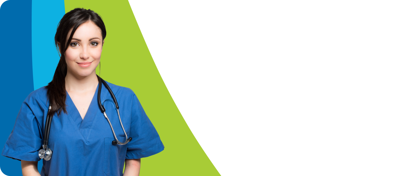 A female caregiver smiling.