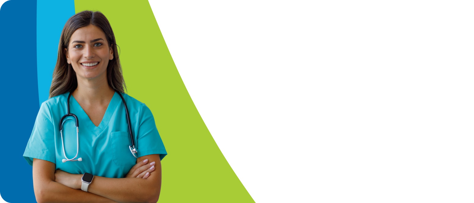 A female caregiver smiling.