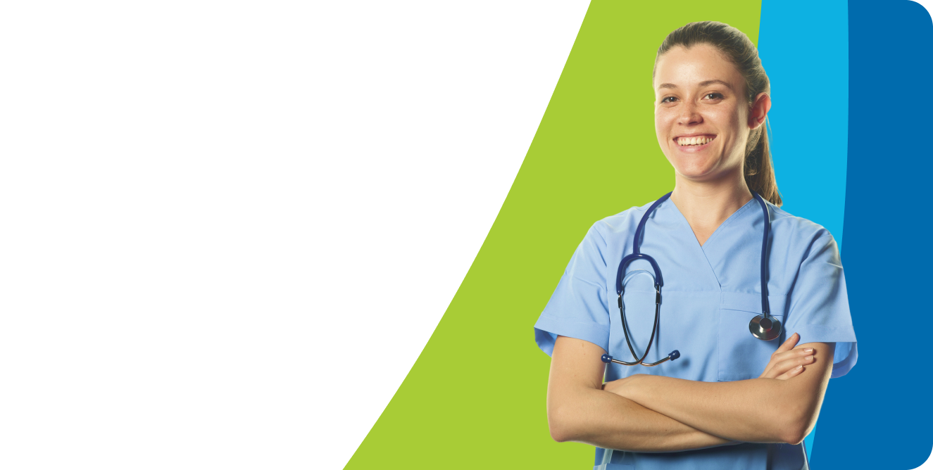 A female caregiver smiling.
